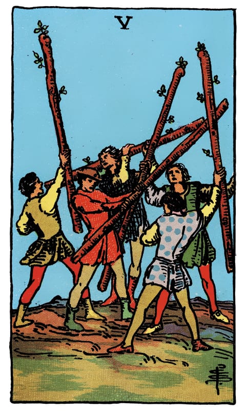 Five of Wands tarot card
